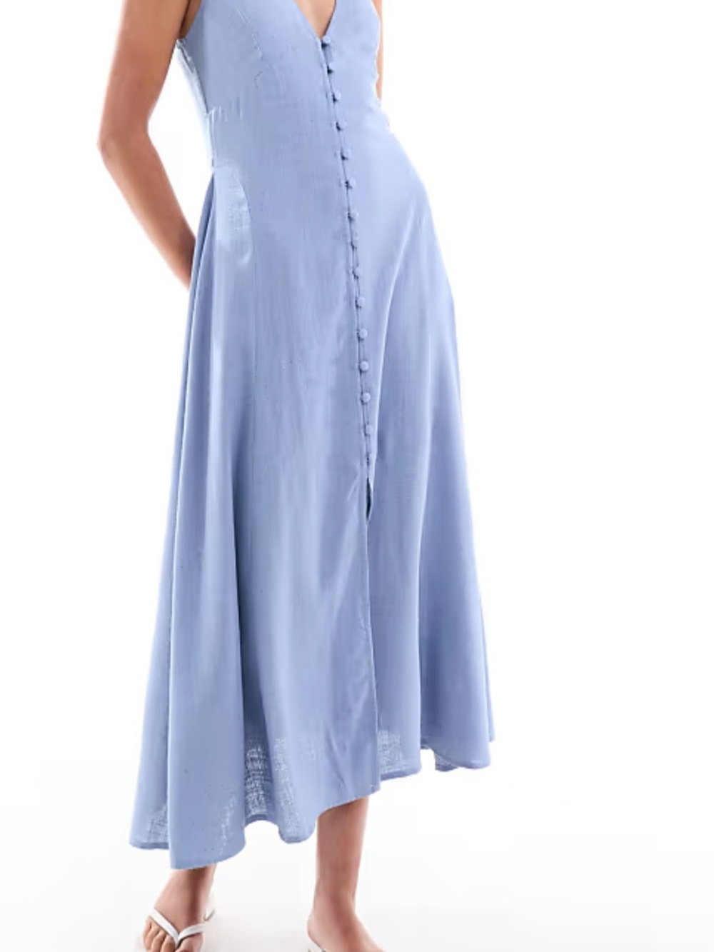 ASOS Light Blue Button-Front Maxi Dress